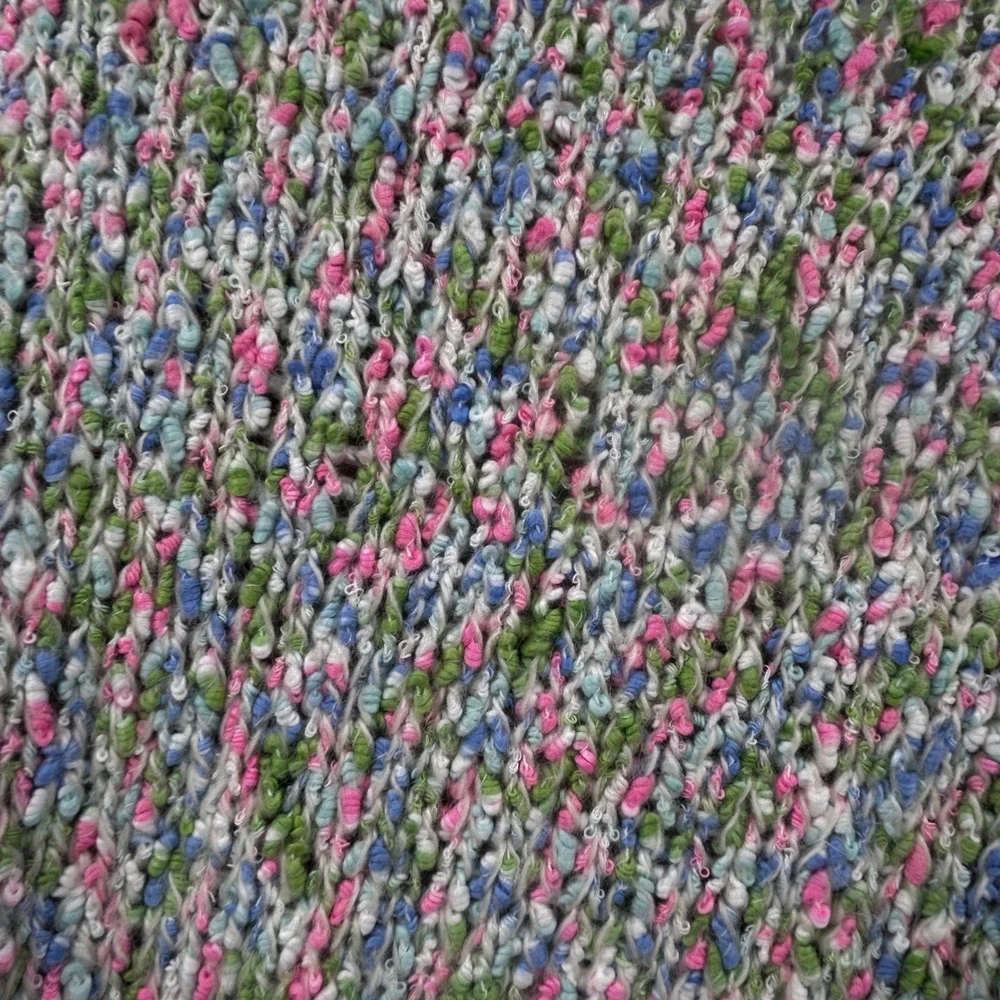 Vintage Handmade Chunky Knit Cardigan Multi Color Speckled Buttons Cream Trim - Picture 7 of 8